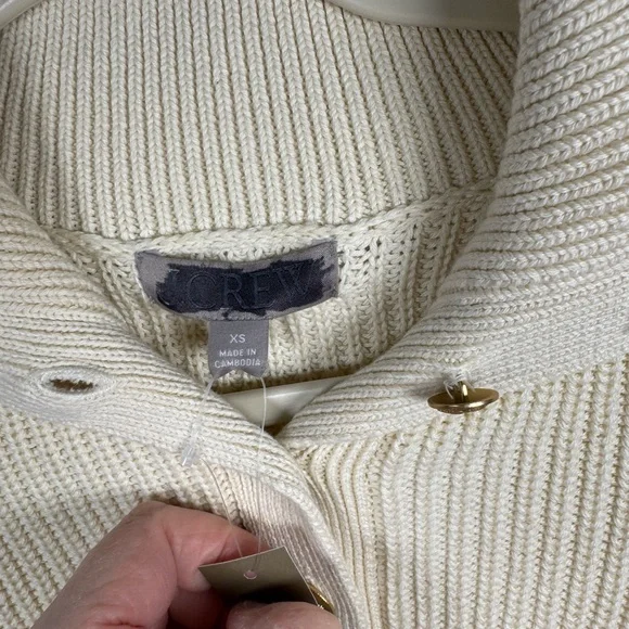 J. Crew Cream Knit Turtleneck Pullover with Gold Buttons - Picture 4 of 11
